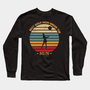 Retro Vintage Sunset Golf Mom Long Sleeve T-Shirt